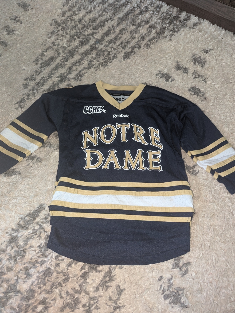 Reebok Notre Dame Kids' Navy & Gold Hockey Jersey